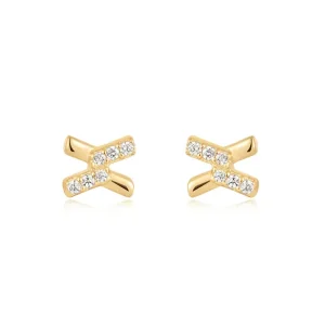Ania Haie All Jmj & Branded Fashion Jewellery | Gold Cross CZ Stud Earrings