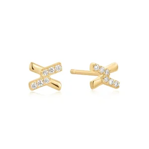 Ania Haie All Jmj & Branded Fashion Jewellery | Gold Cross CZ Stud Earrings