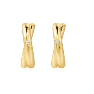 Ania Haie All Jmj & Branded Fashion Jewellery | Gold Cross Duo Huggies Earrings