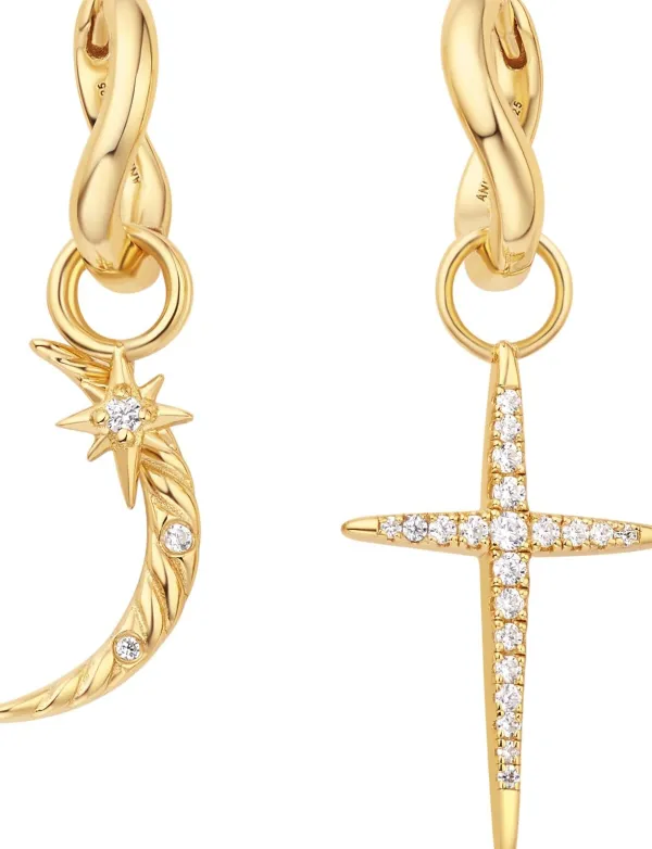 Ania Haie All Jmj & Branded Fashion Jewellery | Gold Plate Cosmic Charm Huggie Hoop Earrings