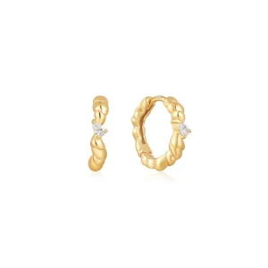 Ania Haie All Jmj & Branded Fashion Jewellery | Gold Plate CZ Twisted Wave Hoop's