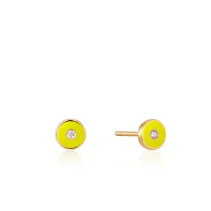 Ania Haie All Jmj & Branded Fashion Jewellery | Gold Plate Enamel Disc Stud Earrings