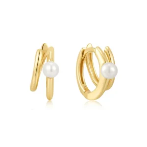 Ania Haie All Jmj & Branded Fashion Jewellery | Gold Plate Freshwater Pearl Huggies