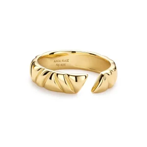Ania Haie All Jmj & Branded Fashion Jewellery | Gold Plate Irregular Twill Adjustable Ring