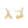 Ania Haie All Jmj & Branded Fashion Jewellery | Gold Plate Polished Kiss CZ Pavé Stud Earrings