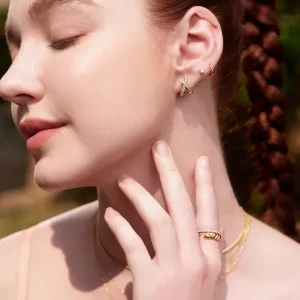 Ania Haie All Jmj & Branded Fashion Jewellery | Gold Plate Polished Kiss CZ Pavé Stud Earrings