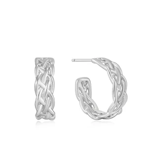 Ania Haie All Jmj & Branded Fashion Jewellery | Rhodium Plated Silver Rope Chunky Hoop's