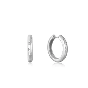 Ania Haie All Jmj & Branded Fashion Jewellery | Rhodium Plated Silver Scattered Star's CZ Hoop's