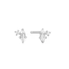 Ania Haie All Jmj & Branded Fashion Jewellery | Rhodium Plated Silver Sparkle Emblem Stud CZ Earring's