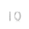 Ania Haie All Jmj & Branded Fashion Jewellery | Rhodium Plated Silver Sparkle Huggie CZ Hoop's