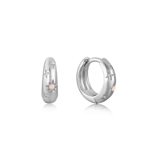 Ania Haie All Jmj & Branded Fashion Jewellery | Rhodium Plated Kyoto Opal & Starry CZ Hoop's