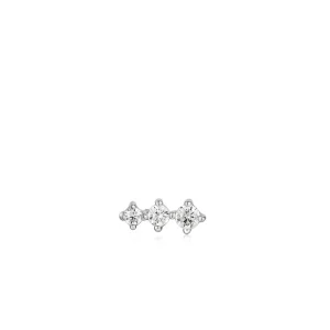Ania Haie All Jmj & Branded Fashion Jewellery | Rhodium Plated Silver Sparkle Round CZ Climber Single Stud