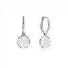 Ania Haie All Jmj & Branded Fashion Jewellery | Rhodium Plated Silver Sunbeam Mother of Pearl Emblem Hoop's
