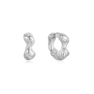 Ania Haie All Jmj & Branded Fashion Jewellery | Rhodium Plated Silver Chunky Twisted Wave Hoop's