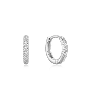 Ania Haie All Jmj & Branded Fashion Jewellery | Rhodium Plated Silver Petite Rope Huggie Hoop's
