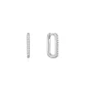 Ania Haie All Jmj & Branded Fashion Jewellery | Rhodium Plated Silver CZ Rectangle Hoop's