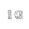 Ania Haie All Jmj & Branded Fashion Jewellery | Rhodium Plated Silver CZ Pavé Double Huggie Hoops