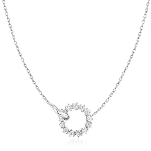 Ania Haie All Jmj & Branded Fashion Jewellery | Rhodium Plated Silver CZ Pavé Circle Necklace