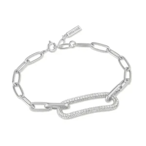 Ania Haie All Jmj & Branded Fashion Jewellery | Rhoduim Plate Silver Chunky Chain Pavé CZ Bracelet
