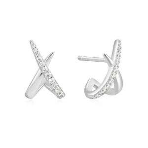 Ania Haie All Jmj & Branded Fashion Jewellery | Silver Polished Kiss CZ Pavé Stud Earrings