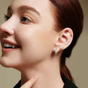 Ania Haie All Jmj & Branded Fashion Jewellery | Silver Round CZ Sparkle Climber Studs