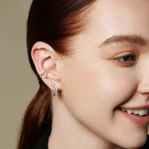 Ania Haie All Jmj & Branded Fashion Jewellery | Silver Sparkle Double Huggie Hoops