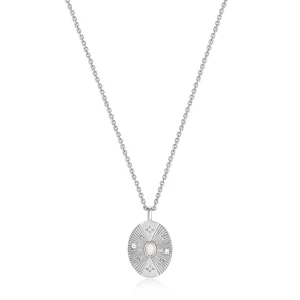 Ania Haie All Jmj & Branded Fashion Jewellery | Sterling Silver Kyoto Pearl & CZ Oval Disc Necklace