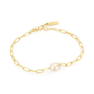 Ania Haie All Jmj & Branded Fashion Jewellery | Yellow Gold Plated Pearl Sparkle Bracelet