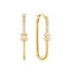 Ania Haie All Jmj & Branded Fashion Jewellery | Yellow Gold Plated Modernist Pearl & CZ Oval Hoop's