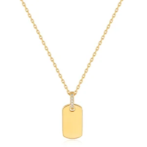 Ania Haie All Jmj & Branded Fashion Jewellery | Yellow Gold Plate Glam Tag CZ Necklace