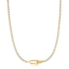 Ania Haie All Jmj & Branded Fashion Jewellery | Yellow Gold Plate Sparkle Line CZ Interlocked Necklace