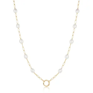 Ania Haie All Jmj & Branded Fashion Jewellery | Yellow Gold Plate Chunky Link, Pearl & CZ Charm Clasp Necklace