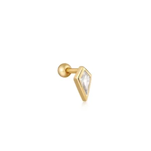Ania Haie All Jmj & Branded Fashion Jewellery | Yellow Gold Plated Sparkle Emblem CZ Single Stud