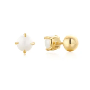 Ania Haie All Jmj & Branded Fashion Jewellery | Yellow Gold Plated Double Sided Gold Orb Pearl Earring's