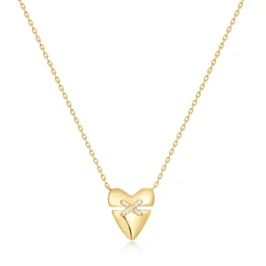 Ania Haie All Jmj & Branded Fashion Jewellery | Yellow Gold Plate CZ Heart Kiss Pavé Necklace