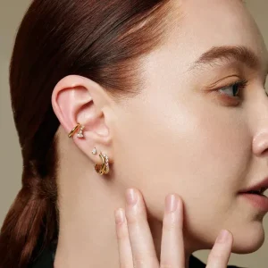 Ania Haie All Jmj & Branded Fashion Jewellery | Yellow Gold Plate Sparkle Double Huggie Hoops