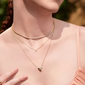 Ania Haie All Jmj & Branded Fashion Jewellery | Yellow Gold Plate CZ Heart Kiss Pavé Necklace
