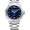 Baume & Mercier Mens Baume Et Mercier Watches | Auto 42mm Riviera Baumatic Dodecagonal Frosted Blue Stainless Steel Watch