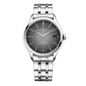 Baume & Mercier Mens Baume Et Mercier Watches | 40mm Auto Clifton Black Date Dial Steel Link Watch