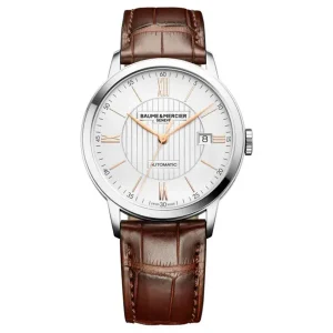 Baume & Mercier Mens Baume Et Mercier Watches | Ladies Baume Et Mercier Watches | 40mm Classima White & Gilt Dial with Date Window Watch