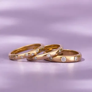 Jack Murphy Jewellers Yellow Gold Wedding Rings | Yellow Gold Wedding & Eternity Rings | Brilliant Round Cut Rub Over Diamond, 18ct Yellow Gold 3.5mm Band, 0.30ct