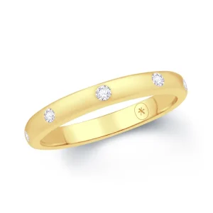 Jack Murphy Jewellers Yellow Gold Wedding Rings | Yellow Gold Wedding & Eternity Rings | Brilliant Round Cut Rub Over Diamond, 18ct Yellow Gold 2.85mm Band, 0.10ct