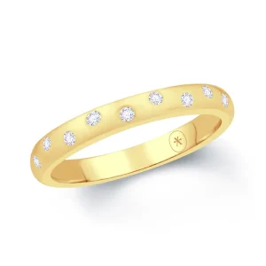 Jack Murphy Jewellers Yellow Gold Wedding Rings | Yellow Gold Wedding & Eternity Rings | Brilliant Round Cut Scattered Diamond, 18ct Yellow Gold 2.5mm Band, 0.10ct