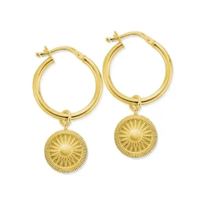 ChloBo All Jmj & Branded Fashion Jewellery | Yellow Gold Plated Sun Catcher Hoop Earrings