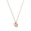 ChloBo All Jmj & Branded Fashion Jewellery | Rose Gold Plated Delicate Cube Chain Interlocking Love Heart Necklace