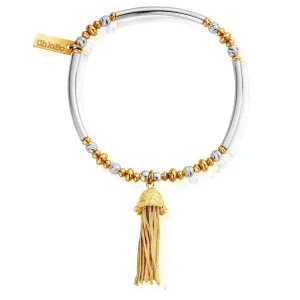 ChloBo All Jmj & Branded Fashion Jewellery | Silver & Yellow Gold Plated Mini Noodle & Bead Tassel Bracelet