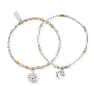 ChloBo All Jmj & Branded Fashion Jewellery | Yellow Gold and Sterling Silver Dusk To Dawn Set Of 2 Bracelets