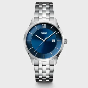 Cluse Mens Cluse Watches | 40mm Aravis Blue Dial Stainless Steel Link Watch