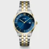 Cluse Mens Cluse Watches | 40mm Aravis Blue Dial Two Tone Stainless Steel Link Watch