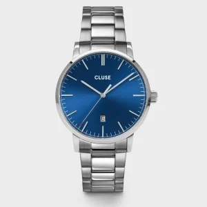 Cluse Mens Cluse Watches | Ladies Cluse Watches | 40mm Aravis Date Tracker Stainless Steel Link Watch